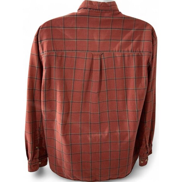 Columbia Men’s Red Windowpane Plaid l Shirt Size L Long Sleeve Outdoor Casual - Picture 4 of 8